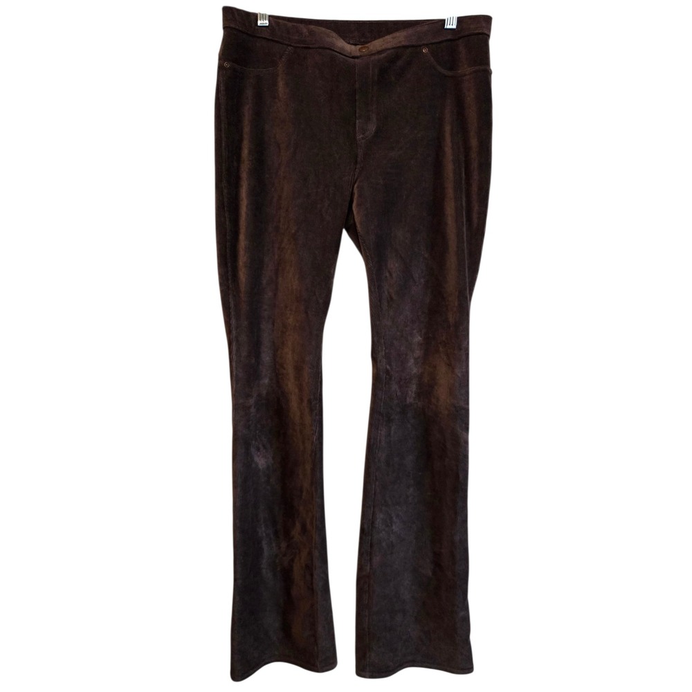 HUE Brown Corduroy Flare Pants Women's Size L Bell Bottom Casual Comfort